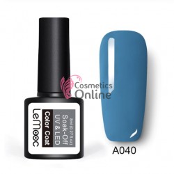 Oja semipermanenta LeMooc color UV / LED de 8 ml Cod A040 Montana Blue + 1 Cutie sclipici Auriu Cadou